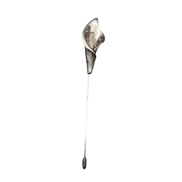 Vintage Silver Tone Calla Lily Stick Hat Pin - Picture 1 of 3